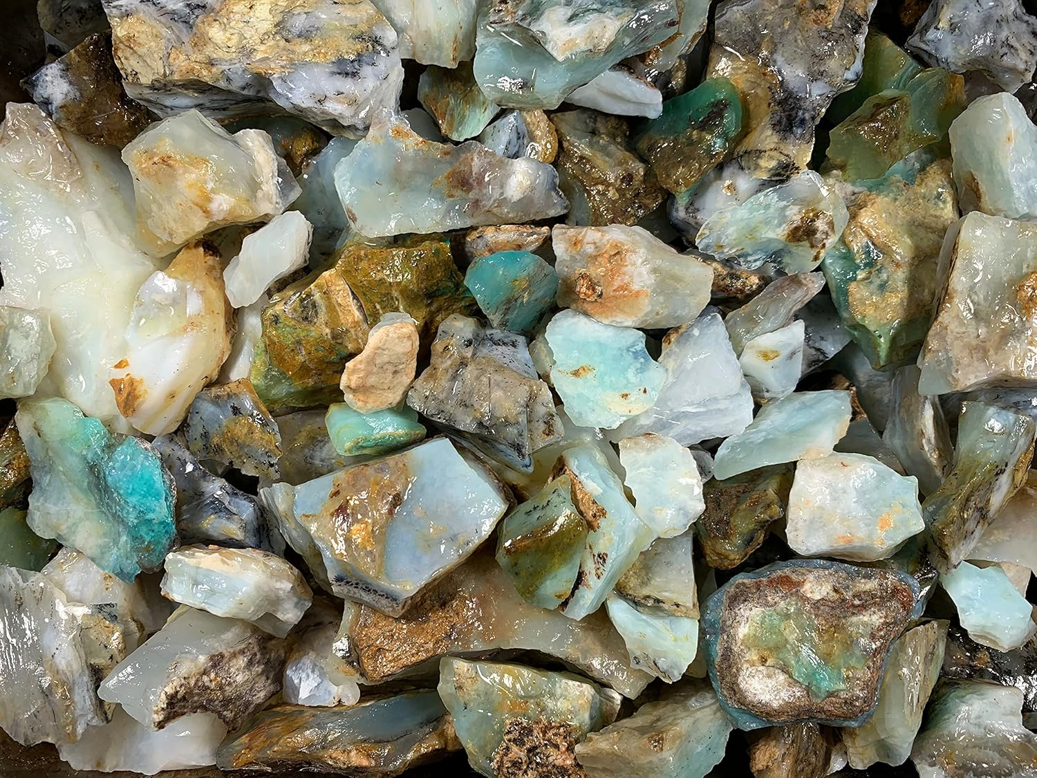 Fantasia Natural Blue Opal Rough Stones 12 lb from Peru