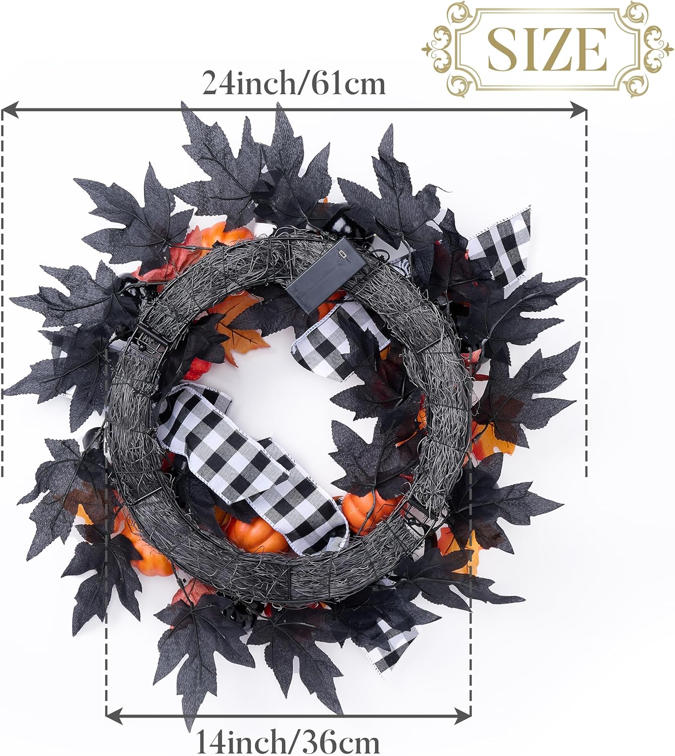 Valery Madelyn 24 Inch Collapsible Halloween Wreath with Lights