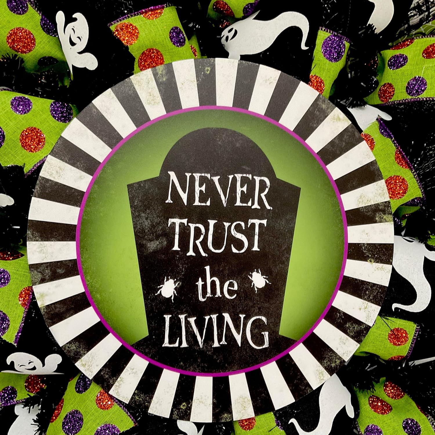 Never Trust The Living Halloween Deco Mesh Wreath 24 28 Inch