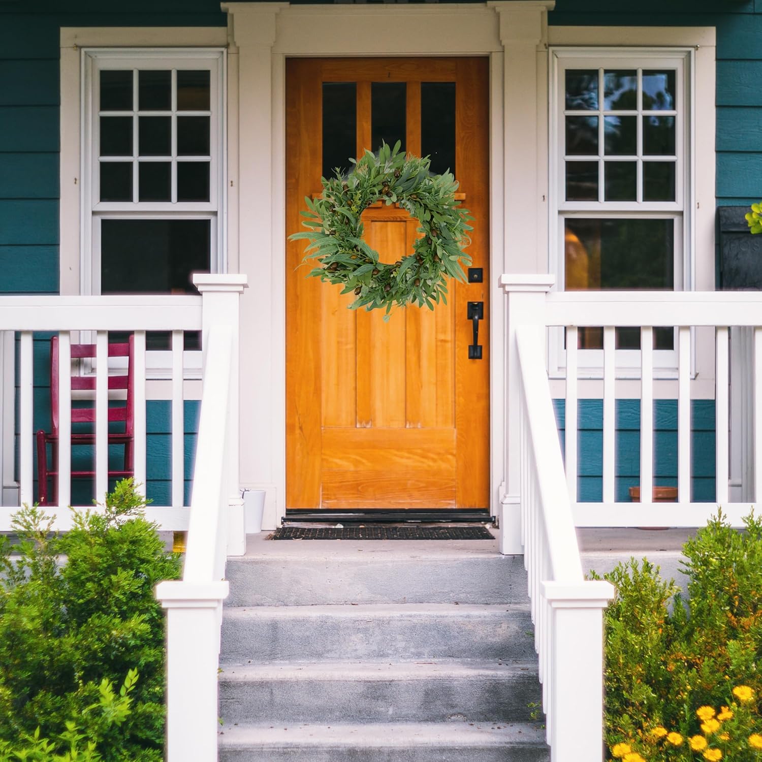 22 Inch Olive Wreath Front Door Decor