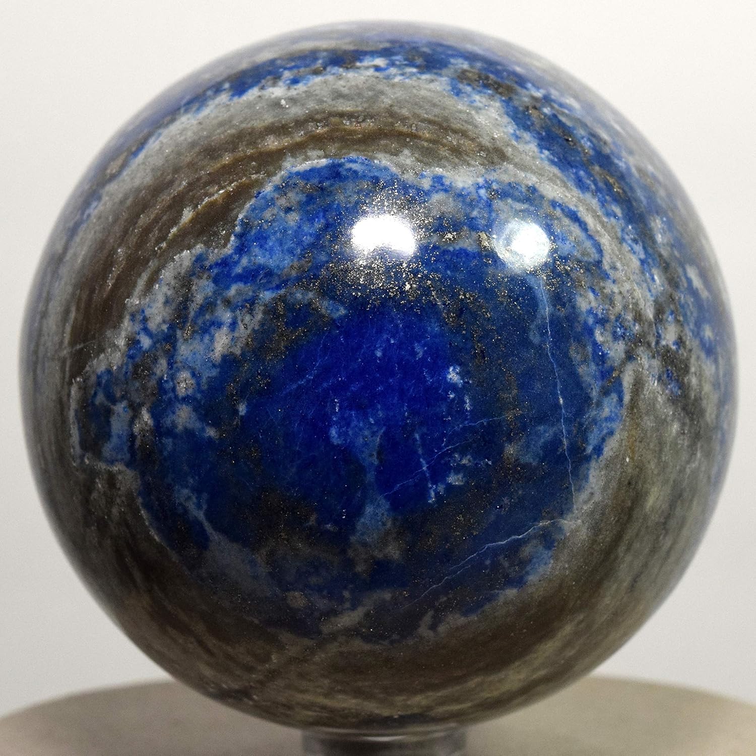 68mm Blue Lapis Lazuli with Pyrite Sphere Decor Ball - Stand Included