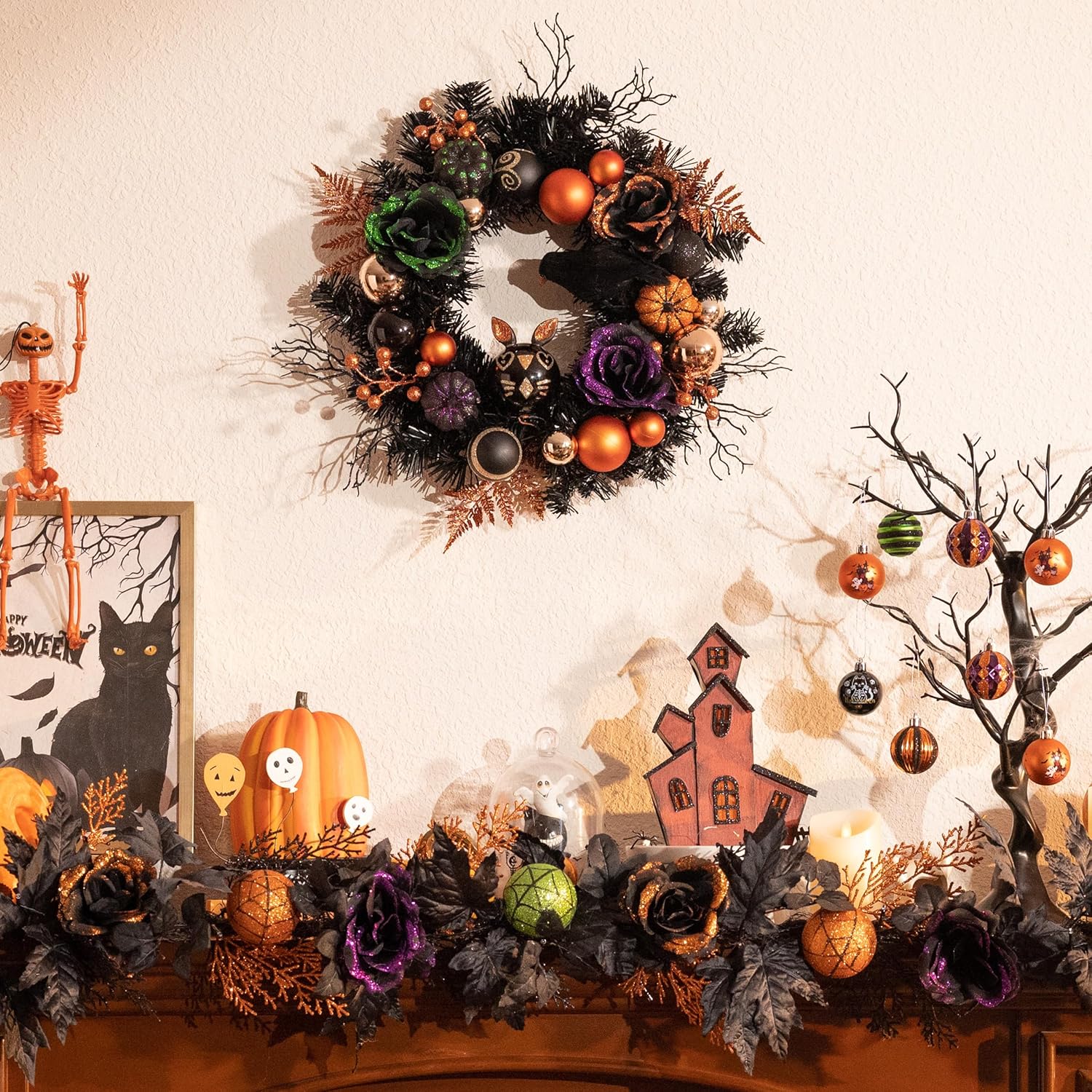Valery Madelyn 18 Inch Pre-Lit Halloween Wreath with Lights