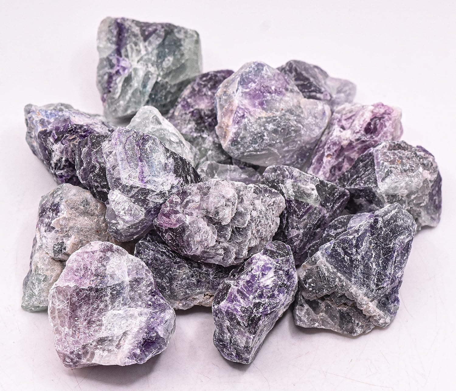 1lb Multicolor Fluorite Rough Stones for Tumbling and Polishing