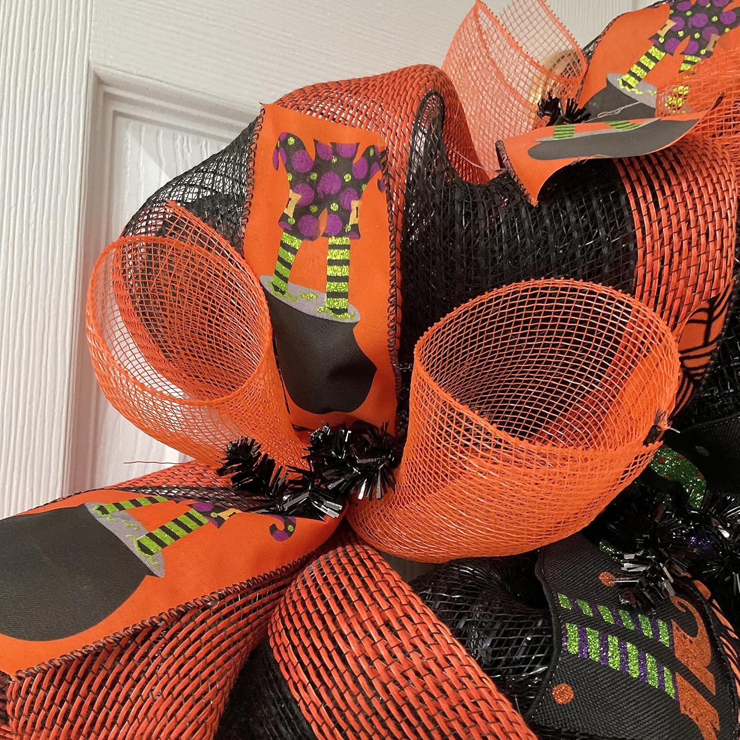 Double Double Toil and Trouble Witch Halloween Wreath 24 Inch